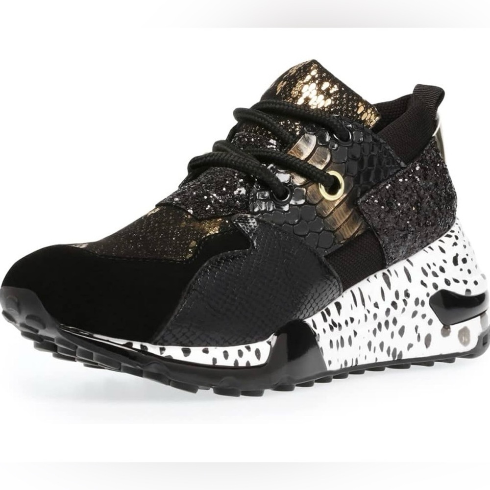 Steve Madden Black and Gold Women's Sneakers